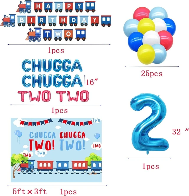 Alt view image 7 of 10 - Chugga Chugga Two Two Birthday Party Supplies - 2nd Birthday Train Decorations and Party Plates