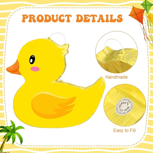 Alt view image 10 of 14 - Aoriher Duck Piñata Birthday Party Supplies Piñata with Yellow Blindfold for Party Favor Birthday Decorations
