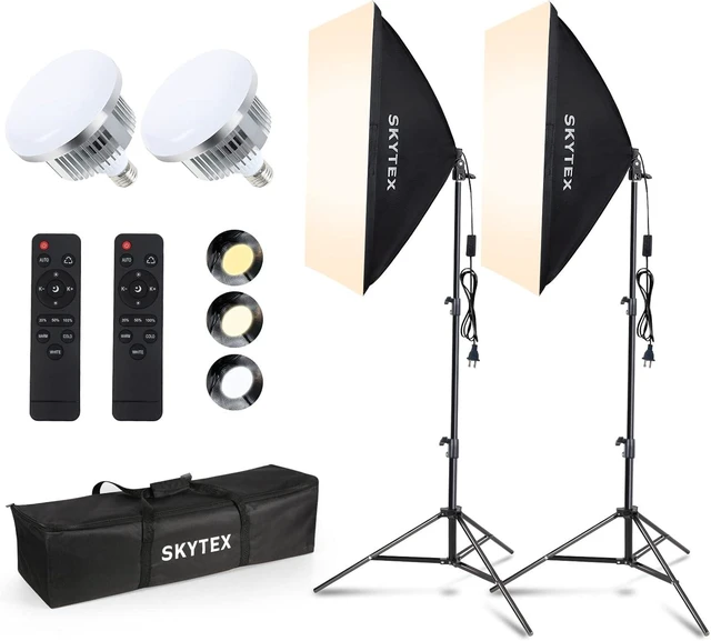 Alt view image 8 of 14 - Skytex Softbox Lighting Kit 2Pack 20x28in Soft Box | 85W 2700-6400K E27 LED Bulb Continuous Photography Lighting, Photo Studio Lights Equipment for Camera Shooting, Video Recording