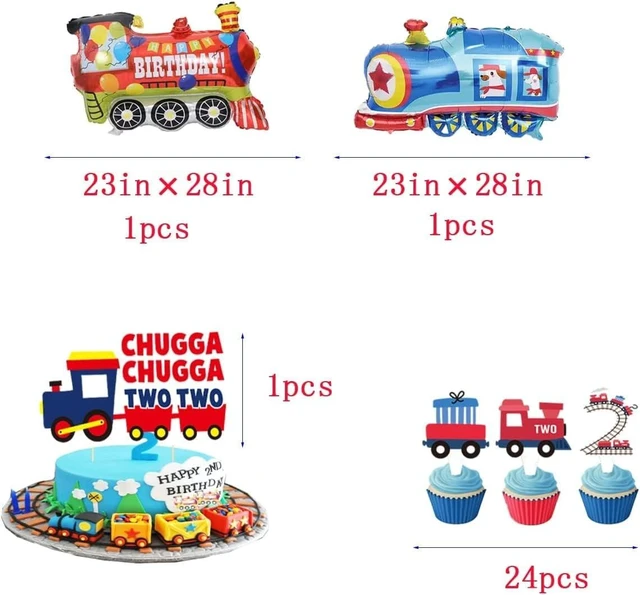 Alt view image 8 of 10 - Chugga Chugga Two Two Birthday Party Supplies - 2nd Birthday Train Decorations and Party Plates