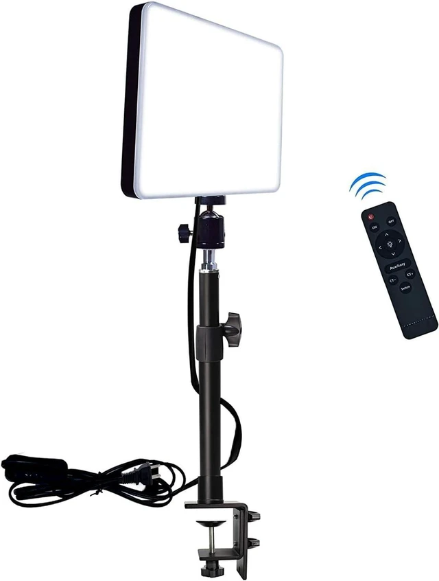 Alt view image 7 of 12 - LED Desk Bi-Color Video Light, Key Light with C-Clamp Stand, 2700K-5700K Dimmable, Wireless Remote, Studio Photography Lighting