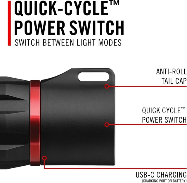 Alt view image 14 of 14 - Coast XP9R 1200 Lumen USB-C RECHARGEABLE-DUAL POWER LED Flashlight With PURE BEAM SLIDE FOCUS And Top Grade Aluminum Build