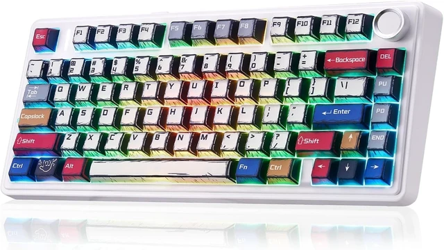 Alt view image 11 of 14 - Aula F75 Wireless Mechanical Keyboard,Creamy Keyboard with RGB Backlit Hot Swappable, 81 Keys 75% Layout Gaming Keyboard, Bluetooth/2.4GHz/Type-C, Creamy Sounding - Reaper Switches