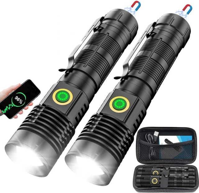 Alt view image 8 of 14 - Karrong Flashlights High Lumens Rechargeable(Battery Included), Super Bright Powerful Small Magnetic Flashlight, 6 Mode, Zoomable, Waterproof, Handheld Flashlight for Camping Hiking