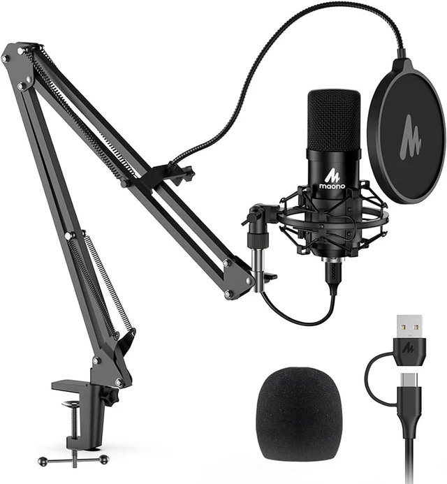Alt view image 8 of 14 - MAONO A04 USB Microphone, 192kHz/24Bit Condenser Mic Kit for PC Podcast | Plug & Play Computer Cardioid Metal Mic with Pro Sound Chipset for Recording, Gaming, Content Creation, Streaming, YouTube