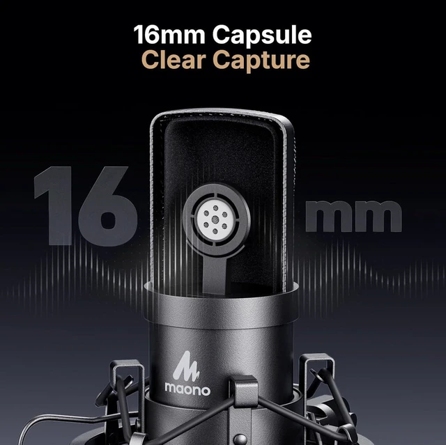 Alt view image 11 of 14 - MAONO A04 USB Microphone, 192kHz/24Bit Condenser Mic Kit for PC Podcast | Plug & Play Computer Cardioid Metal Mic with Pro Sound Chipset for Recording, Gaming, Content Creation, Streaming, YouTube