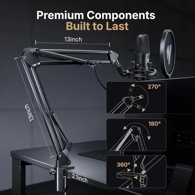 Alt view image 14 of 14 - MAONO A04 USB Microphone, 192kHz/24Bit Condenser Mic Kit for PC Podcast | Plug & Play Computer Cardioid Metal Mic with Pro Sound Chipset for Recording, Gaming, Content Creation, Streaming, YouTube