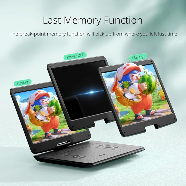 Alt view image 12 of 14 - Yoton 17.5" Portable DVD Player with 15.6" HD Swivel Screen for for Kids Elderly, 6 Hours Working Time with Built-in Battery, Dual Stereo Speakers, USB/SD/TV Sync/Multiple Disc Formats, Black