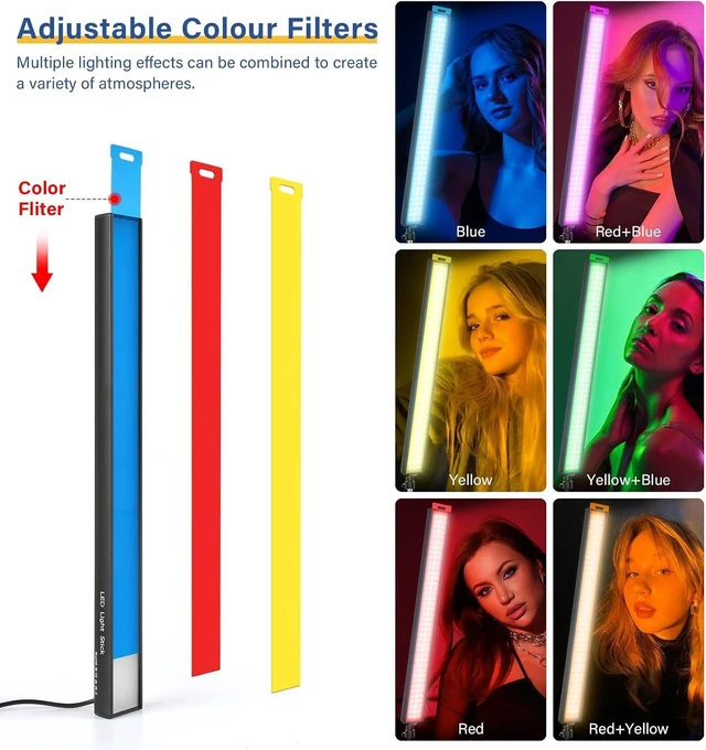 Alt view image 9 of 14 - Unicucp 2 Pack LED Video Light Stick Kit with 62.99'' Tripod/Color Filter