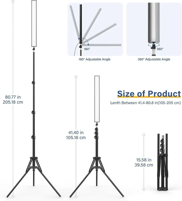 Alt view image 10 of 14 - Unicucp 2 Pack LED Video Light Stick Kit with 62.99'' Tripod/Color Filter