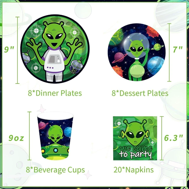 Alt view image 11 of 14 - LaVenty Alien Theme Birthday Decoration Alien Prop Outer Space Party Decorations Alien Banner UFO Theme Birthday Party Supplies