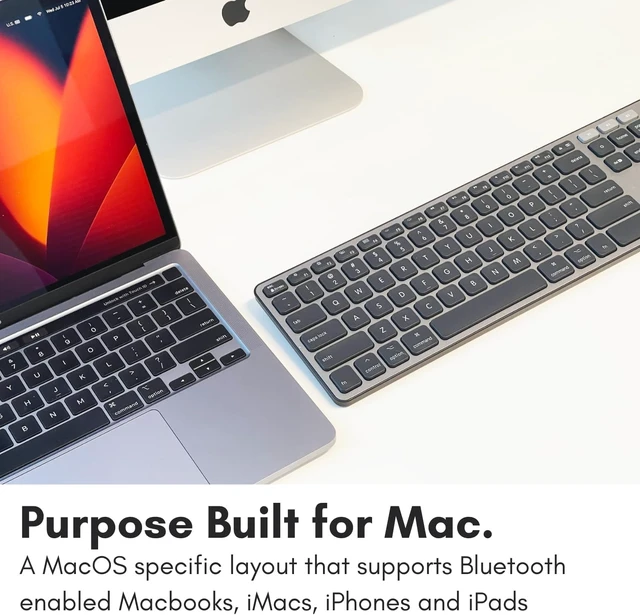 Alt view image 9 of 14 - Macally Backlit Bluetooth Keyboard for Mac - Compatible Apple Keyboard Wireless - Multi-Device for MacBook Pro/Air, iMac, iMac Pro, Mac mini/Pro