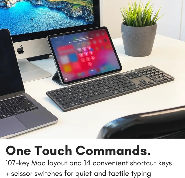 Alt view image 14 of 14 - Macally Backlit Bluetooth Keyboard for Mac - Compatible Apple Keyboard Wireless - Multi-Device for MacBook Pro/Air, iMac, iMac Pro, Mac mini/Pro