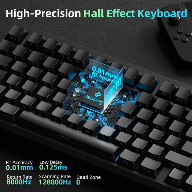 Alt view image 10 of 14 - LEOBOG A80 RT Hall Effect Gaming Keyboard Wired, Rapid Trigger Magnetic Switch Keyboard with 0.01mm RT Adjustable Actuation, 8000Hz Polling Rate, RGB Backlit Mechanical Keyboard 75% for PC Gamer