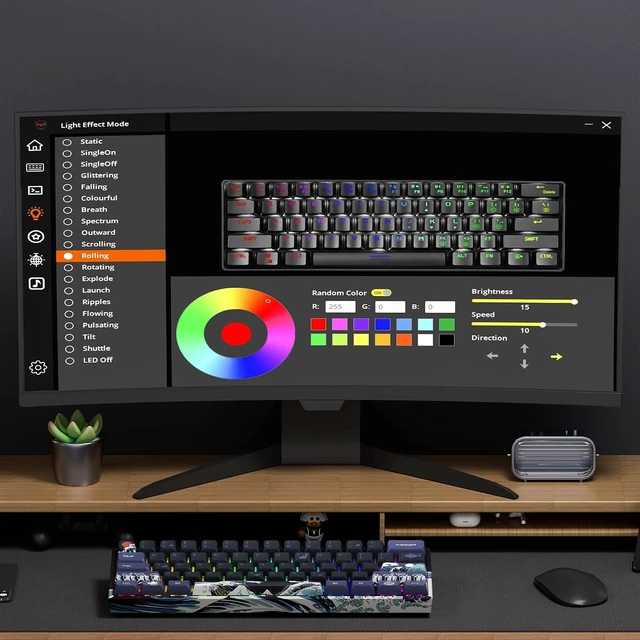 Alt view image 14 of 14 - XVX 60% Gaming Keyboard, RGB 3-Modes Wireless Mechanical Keyboard, Mini 60 Percent Gamer Keyboard with Hot-Swappable Pre-lubed Linear Switch for Windows & Mac (Great Wave Off Kanagawa), M61 Pro