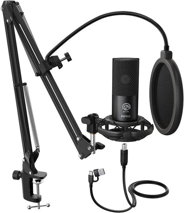 Alt view image 8 of 14 - FIFINE T669 Studio Condenser USB Microphone for Recording Podcasting | Computer Microphone Kit for Voice Overs, Adjustable Boom Arm Stand, Shock Mount for Vocal, Instruments, Gaming, Streaming