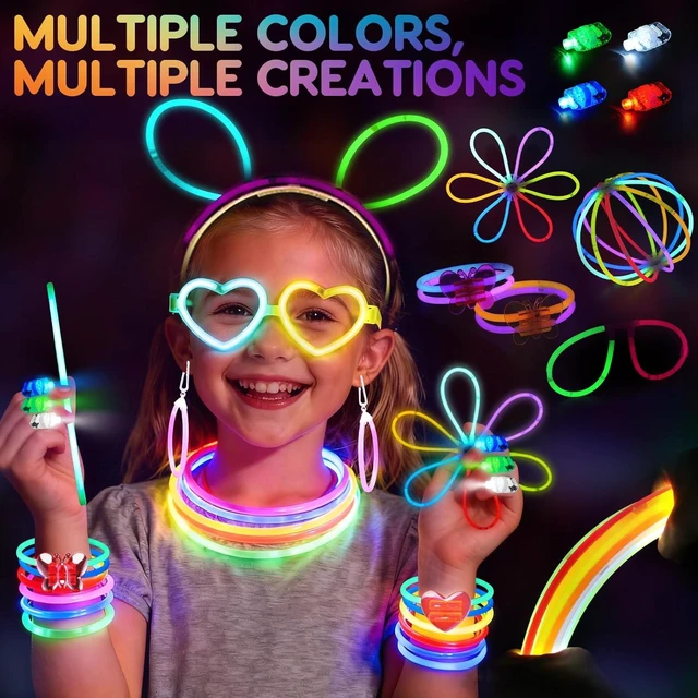 Alt view image 10 of 14 - SHQDD 500 Glow Sticks Set, Glow in the Dark Party Supplies for Kids Adults - 200 Glow Sticks + 300 Accessories to DIY Bracelets/Necklaces/Glasses, Neon Party Favors for Birthday, Festivals, Concert