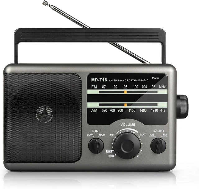 Alt view image 7 of 12 - Greadio AM FM Portable Radio Transistor Radio with 3.5mm Earphone Jack, Hight/Low Tone Mode, Big Speaker, AC Power or Battery Operated by 4 D Cell Batteries for Home and Outdoor
