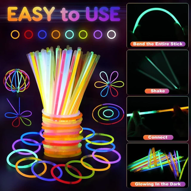 Alt view image 12 of 14 - SHQDD 500 Glow Sticks Set, Glow in the Dark Party Supplies for Kids Adults - 200 Glow Sticks + 300 Accessories to DIY Bracelets/Necklaces/Glasses, Neon Party Favors for Birthday, Festivals, Concert
