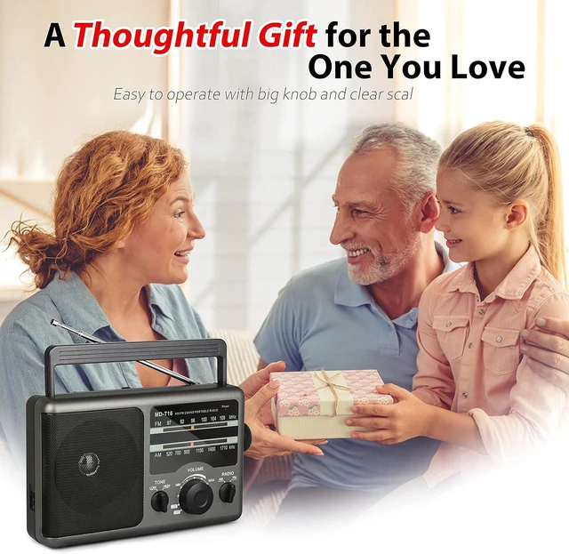 Alt view image 11 of 12 - Greadio AM FM Portable Radio Transistor Radio with 3.5mm Earphone Jack, Hight/Low Tone Mode, Big Speaker, AC Power or Battery Operated by 4 D Cell Batteries for Home and Outdoor