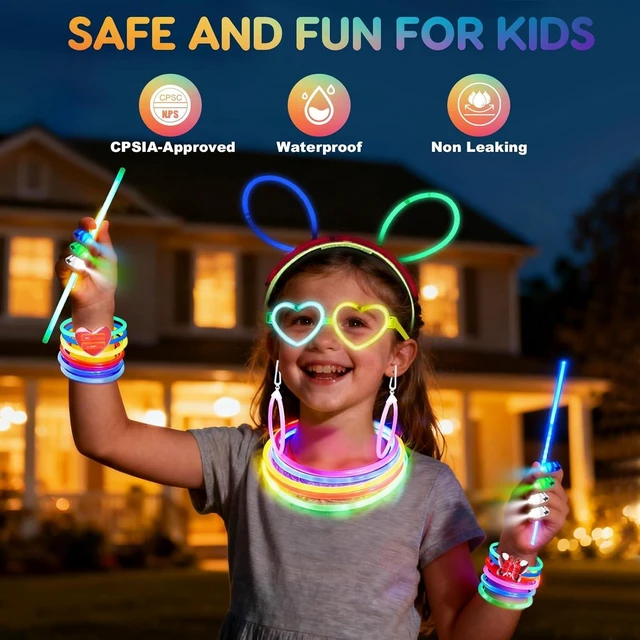 Alt view image 13 of 14 - SHQDD 500 Glow Sticks Set, Glow in the Dark Party Supplies for Kids Adults - 200 Glow Sticks + 300 Accessories to DIY Bracelets/Necklaces/Glasses, Neon Party Favors for Birthday, Festivals, Concert