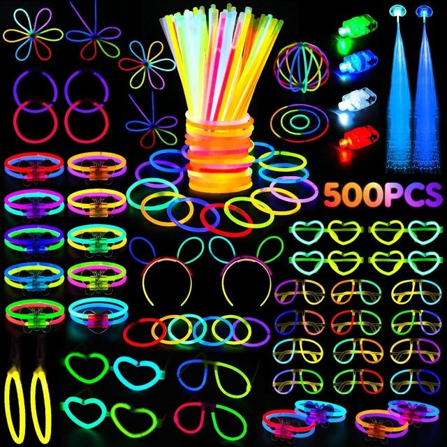 Alt view image 8 of 14 - SHQDD 500 Glow Sticks Set, Glow in the Dark Party Supplies for Kids Adults - 200 Glow Sticks + 300 Accessories to DIY Bracelets/Necklaces/Glasses, Neon Party Favors for Birthday, Festivals, Concert