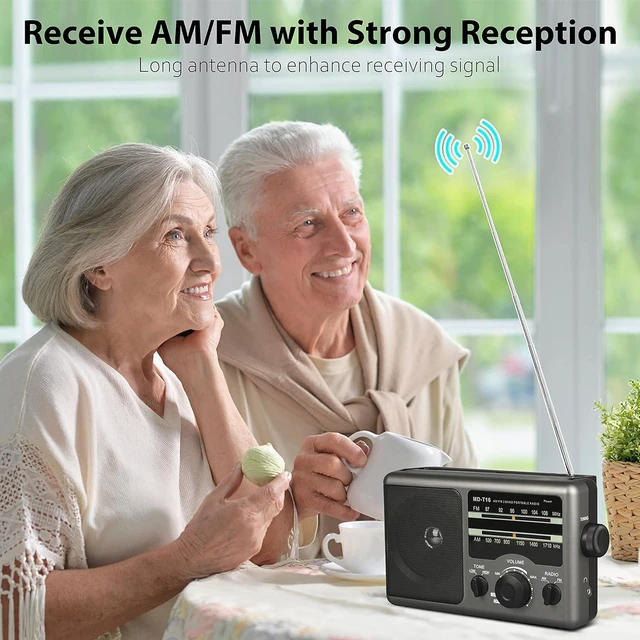 Alt view image 8 of 12 - Greadio AM FM Portable Radio Transistor Radio with 3.5mm Earphone Jack, Hight/Low Tone Mode, Big Speaker, AC Power or Battery Operated by 4 D Cell Batteries for Home and Outdoor