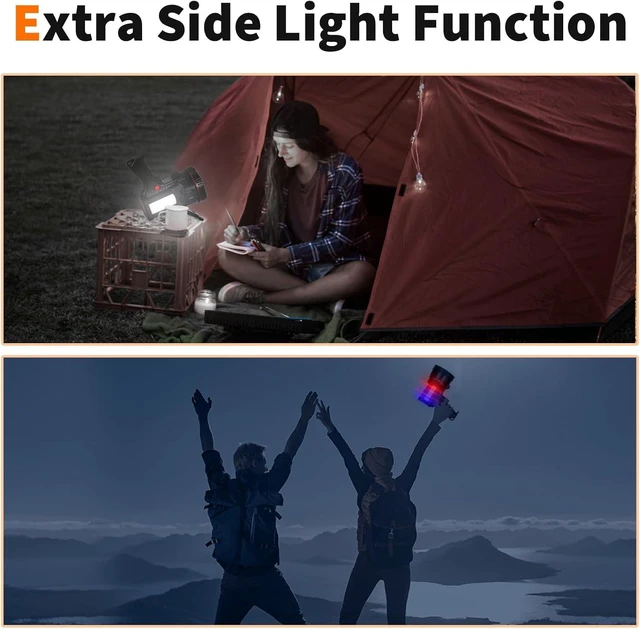 Alt view image 10 of 14 - Super Bright Handheld LED Flashlight, High Lumen Portable Searchlight, USB Rechargeable Torch, Durable Waterproof Emergency Light for Camping, Hiking, Fishing, Night Walking, Power Outages Use