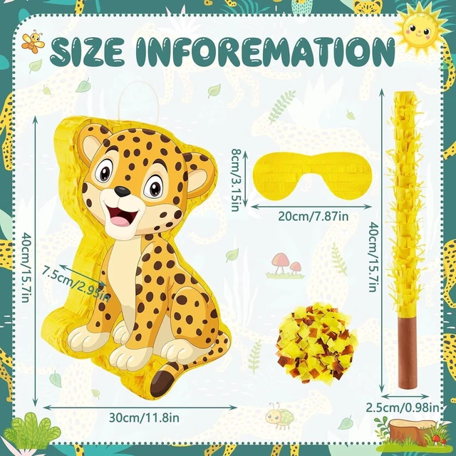 Alt view image 10 of 14 - Leopard Piñatas for Safari Birthday Party Cheetah Piñata with Stick, Blindfold, Confetti for Adults Birthday Baby Shower Party Supplies