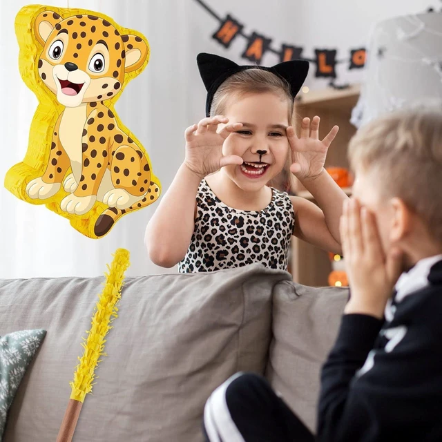Alt view image 13 of 14 - Leopard Piñatas for Safari Birthday Party Cheetah Piñata with Stick, Blindfold, Confetti for Adults Birthday Baby Shower Party Supplies