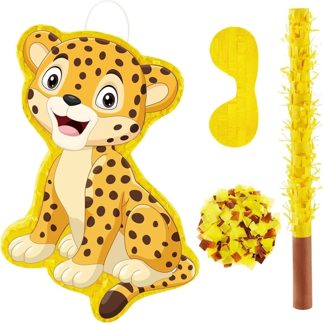 Alt view image 8 of 14 - Leopard Piñatas for Safari Birthday Party Cheetah Piñata with Stick, Blindfold, Confetti for Adults Birthday Baby Shower Party Supplies