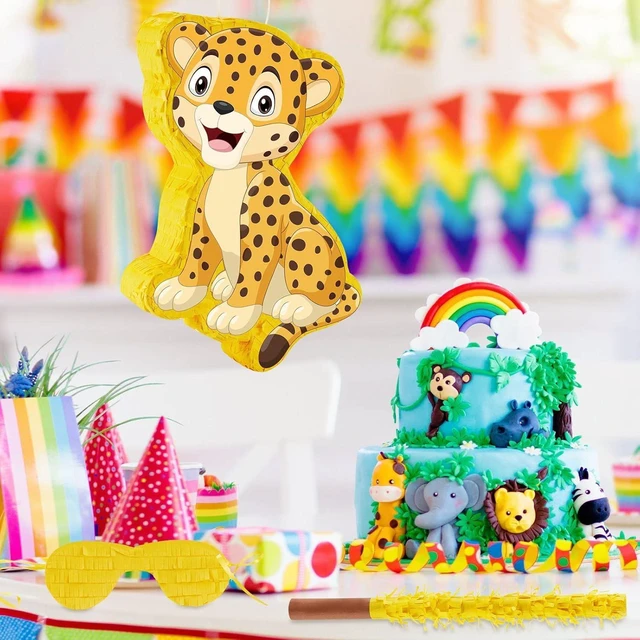Alt view image 14 of 14 - Leopard Piñatas for Safari Birthday Party Cheetah Piñata with Stick, Blindfold, Confetti for Adults Birthday Baby Shower Party Supplies