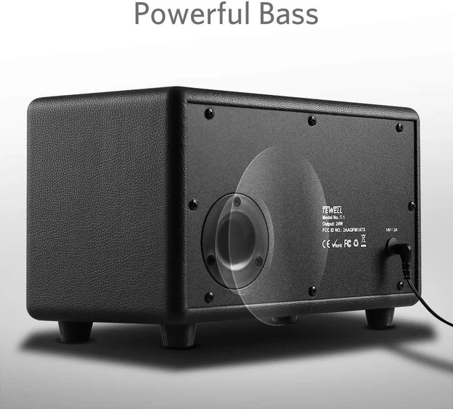 Alt view image 11 of 14 - Home Speaker with Premium Audio | Rich Bass, Rotary Dial for Volume Control | Toggle Switch, Wireless Bluetooth & 3.5mm Aux Input for Turntable | Record Player, AC Powered (Upgraded Version)