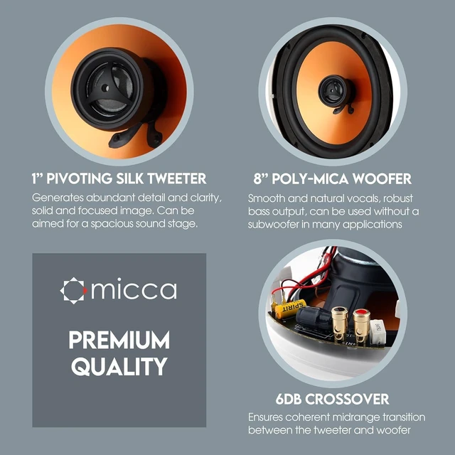Alt view image 12 of 14 - Micca M-8C 2-Way in-Ceiling Round Speaker, 9.4" Cutout Diameter, Whole House Audio, Home Theater, Indoor or Covered Outdoor, 8" Woofer, 1" Tweeter, White, Paintable, Each