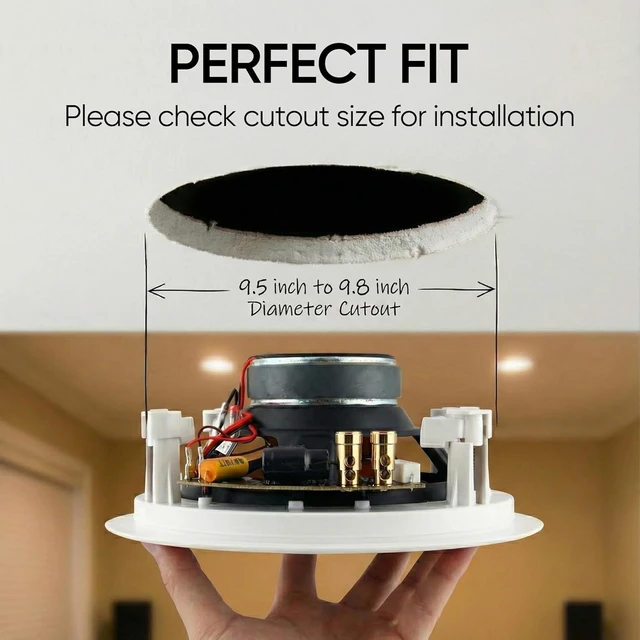 Alt view image 9 of 14 - Micca M-8C 2-Way in-Ceiling Round Speaker, 9.4" Cutout Diameter, Whole House Audio, Home Theater, Indoor or Covered Outdoor, 8" Woofer, 1" Tweeter, White, Paintable, Each