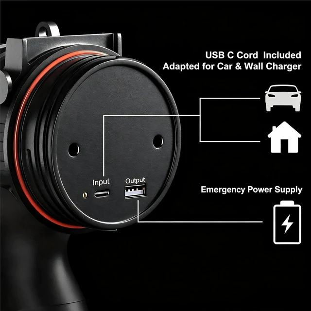 Alt view image 12 of 14 - BUYSIGHT Rechargeable Spotlight Flashlight, TURE 800 lumens IPX7 Waterproof Flashlight Hunting Lamp with red Filter (Black)