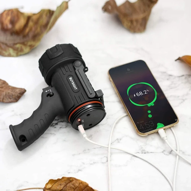Alt view image 13 of 14 - BUYSIGHT Rechargeable Spotlight Flashlight, TURE 800 lumens IPX7 Waterproof Flashlight Hunting Lamp with red Filter (Black)