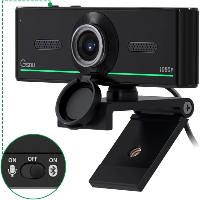 Alt view image 8 of 14 - Gsou 1080P Webcam with Microphone for Desktop, Computer Webcam Connect Bluetooth Headset/Earphone/Speaker, Streaming Webcams for Live Skype Teams, PC Web Camera for Streaming,Bluetooth only for Audio