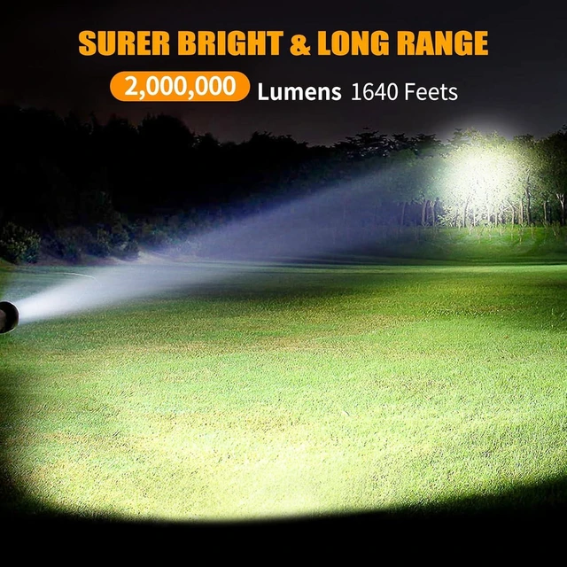 Alt view image 9 of 14 - Rechargeable Spotlight, 2000000 LM Super Bright Spotlight Flashlight, Long Running Spot Light Searchlight, Outdoor Handheld LED Flashlight High Lumens with Solar Panels for Hunting Camping Boat