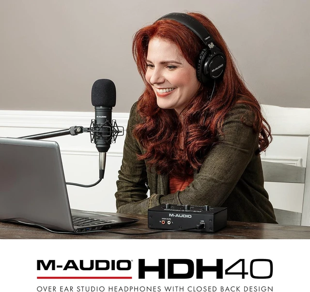 Alt view image 13 of 14 - M-AUDIO HDH40 - Over Ear Studio Headphones with Closed Back Design, Flexible Headband and 2.7m Cable for Studio Monitoring, Podcasting and Recording