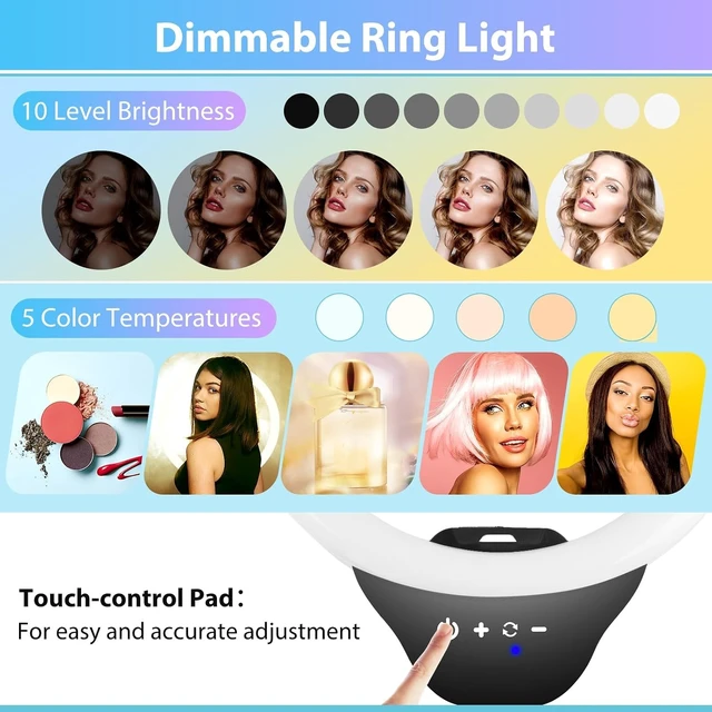 Alt view image 9 of 12 - Sensyne 12-inch Ring Light with 67-inch Selfie Stick, Tripod and Phone Holder, Selfie Remote Control Circle Light for Live Stream/Video Recording/TikTok, Compatible with All Phones and Cameras