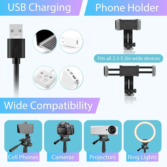 Alt view image 11 of 12 - Sensyne 12-inch Ring Light with 67-inch Selfie Stick, Tripod and Phone Holder, Selfie Remote Control Circle Light for Live Stream/Video Recording/TikTok, Compatible with All Phones and Cameras