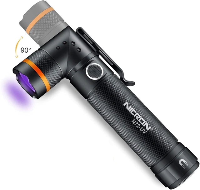 Alt view image 8 of 14 - NICRON UV Flashlight, N72-UV 800LM White Light, Freely Switch Between White Light and UV Light Detector for Dog Urine, Wet Stains Bed Bugs,Camping, Outdoor,Maintain (18650/AAA Not Included)