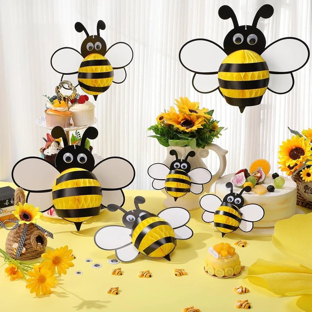 Alt view image 8 of 12 - Amyhill 12 Pcs Large Bee Birthday Party Decorations Hanging 3D Bee Honeycomb Centerpieces Table Toppers Decoration for Birthday Baby Shower Party Supplies