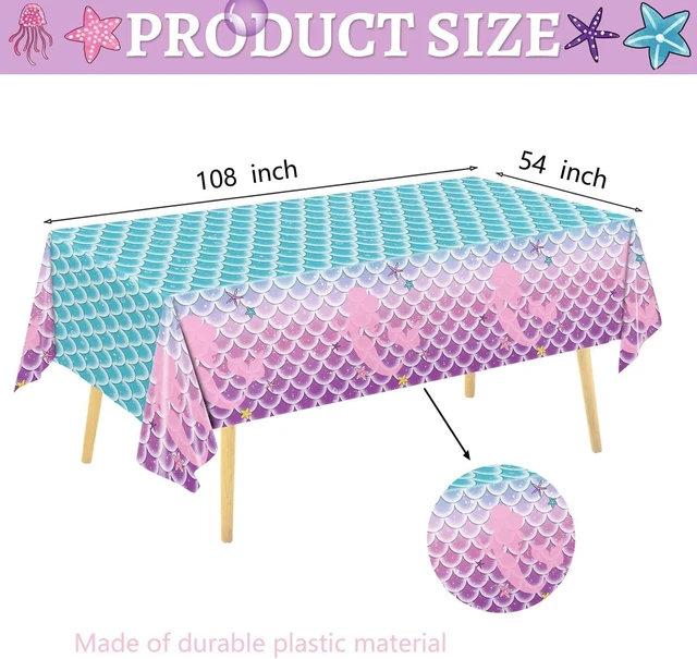 Alt view image 10 of 14 - 122Pcs Mermaid Birthday Party Decorations Set Mermaid Party Supplies Includes Plates, Napkin, Fork, Cup, Tablecloth, Banner for Baby Shower Ocean Birthday Party Decorations, Serves 24