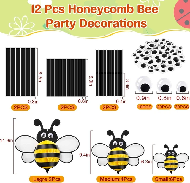 Alt view image 9 of 12 - Amyhill 12 Pcs Large Bee Birthday Party Decorations Hanging 3D Bee Honeycomb Centerpieces Table Toppers Decoration for Birthday Baby Shower Party Supplies