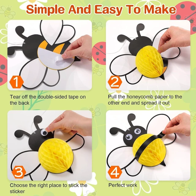 Alt view image 10 of 12 - Amyhill 12 Pcs Large Bee Birthday Party Decorations Hanging 3D Bee Honeycomb Centerpieces Table Toppers Decoration for Birthday Baby Shower Party Supplies