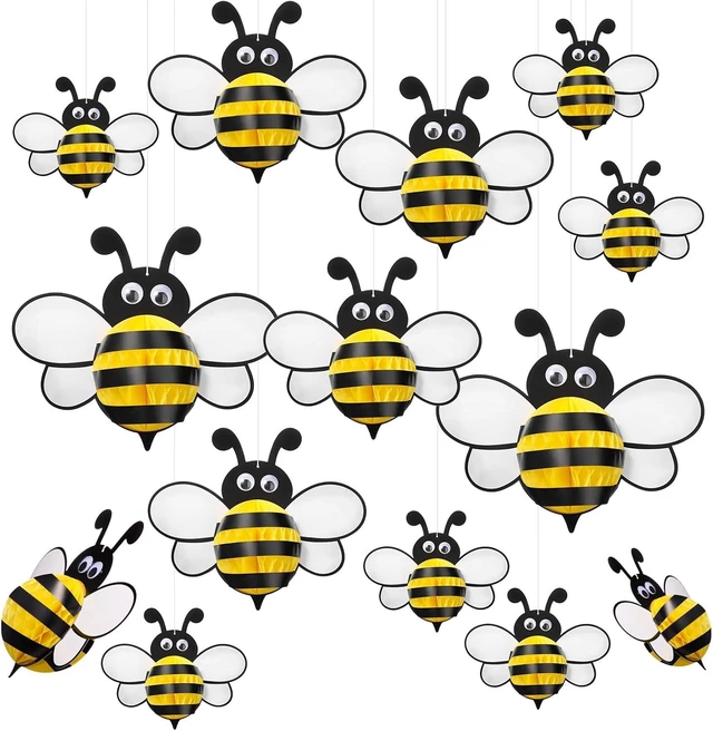 Alt view image 7 of 12 - Amyhill 12 Pcs Large Bee Birthday Party Decorations Hanging 3D Bee Honeycomb Centerpieces Table Toppers Decoration for Birthday Baby Shower Party Supplies