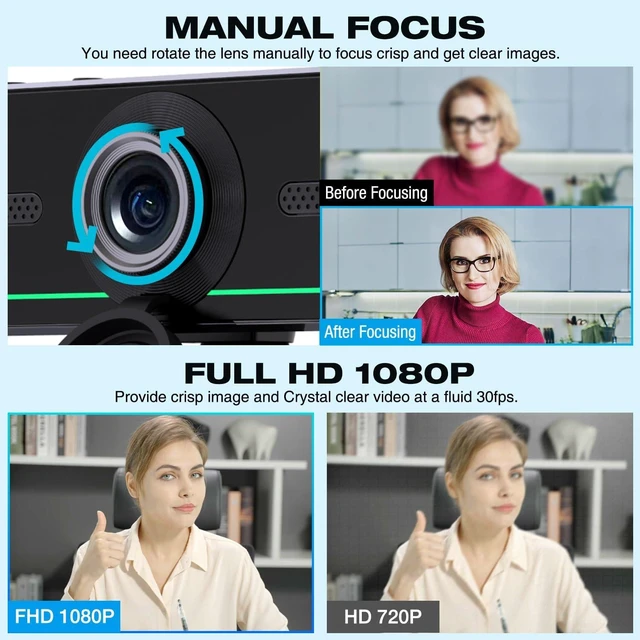 Alt view image 13 of 14 - Gsou 1080P Webcam with Microphone for Desktop, Computer Webcam Connect Bluetooth Headset/Earphone/Speaker, Streaming Webcams for Live Skype Teams, PC Web Camera for Streaming,Bluetooth only for Audio