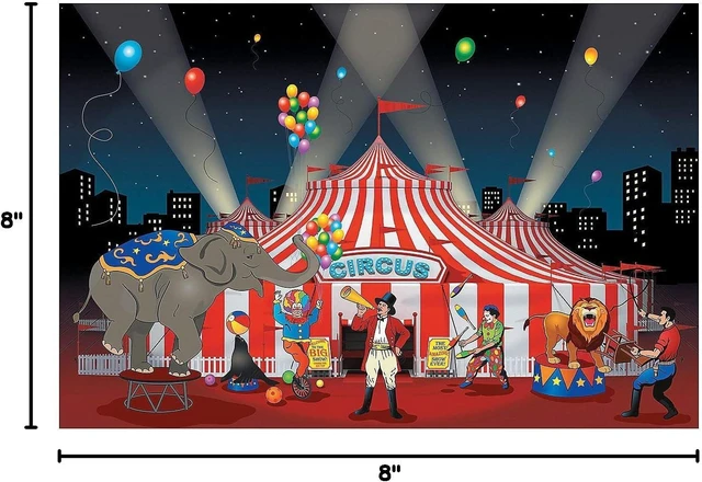 Alt view image 6 of 6 - Fun Express Circus Big Top Tent Banner - 9 Feet Long - Carnival Birthday Party Decor and Supplies - VBS Vacation Bible School Supplies/Decor